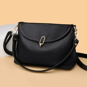 Simple Messenger Bag New Soft Leather Women's Advanced Sense Shoulder BagS Large Capacity Middle-aged Women's Bag