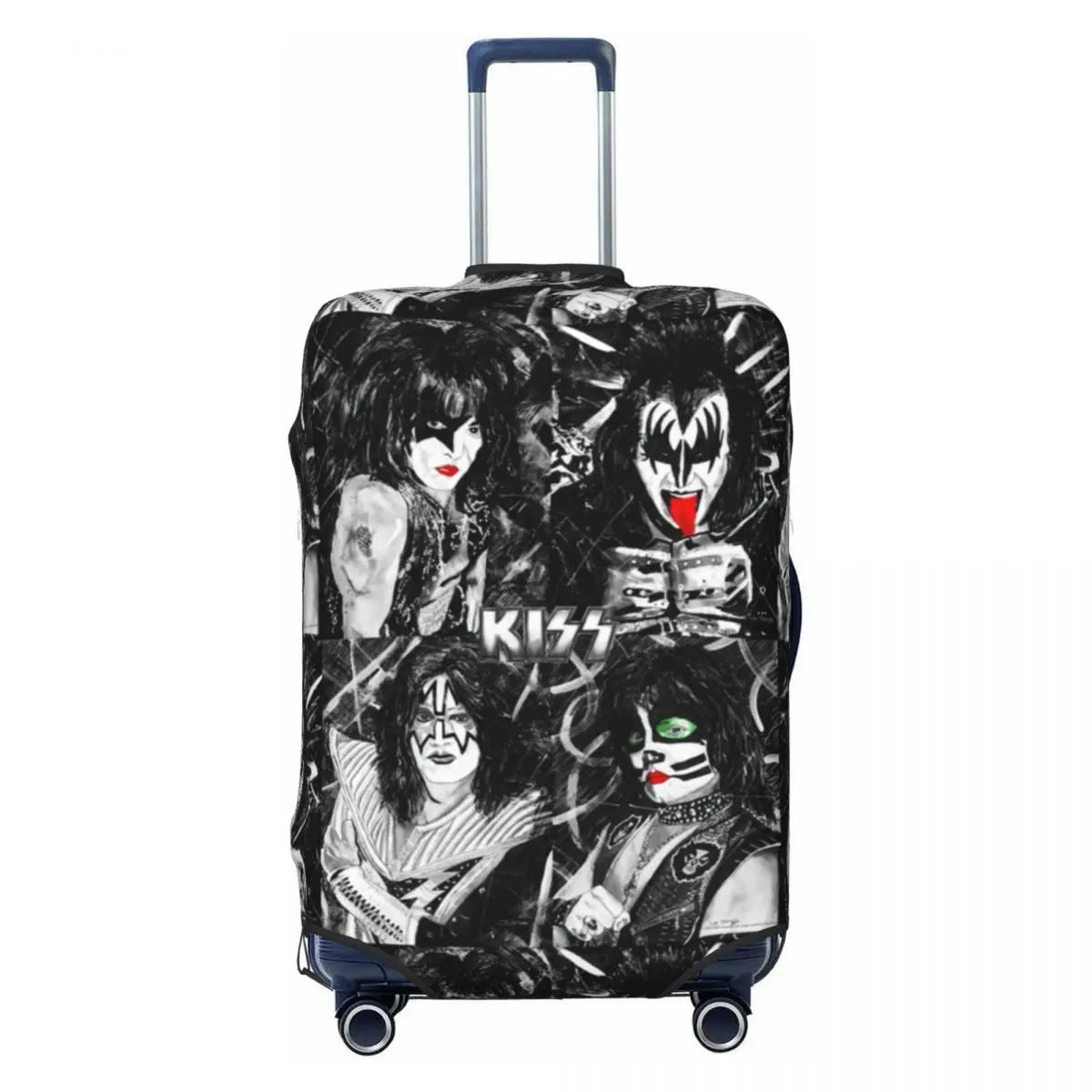 Kiss Band Print Suitcase Cover Colour Splash with Logo Elastic Business Protector Luggage Accesories Vacation 2