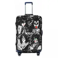 Kiss Band Print Suitcase Cover Colour Splash with Logo Elastic Business Protector Luggage Accesories Vacation 2