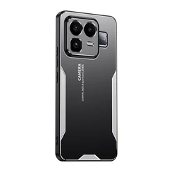 Luxury Metal Shockproof Bumper Camera Protection Phone Case with Matte Hard Cover Shell for Realme NEO8 (Silver)