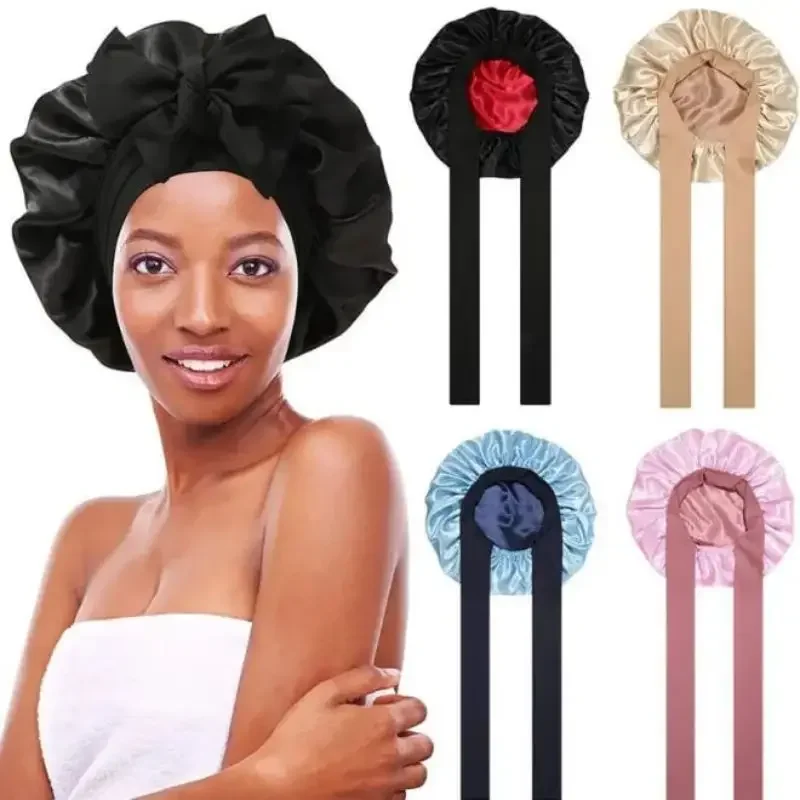

Double Satin Sleeping Cap Hair Care Cap American Girl Night Sleeping Hat Adjustable Hair Styling Cap Shower Cap
