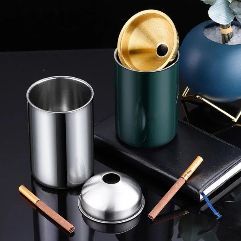 Detachable Stainless Steel Ashtray Creative Funnel Windproof Car Living Room Office Home Decor