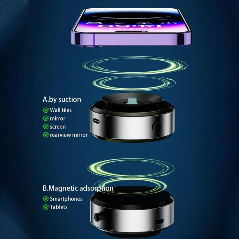 Universal Car Bracket Double-Sided Mount Magnetic Adsorption Bracket Vacuum Adsorption Stable Magnetic Holder