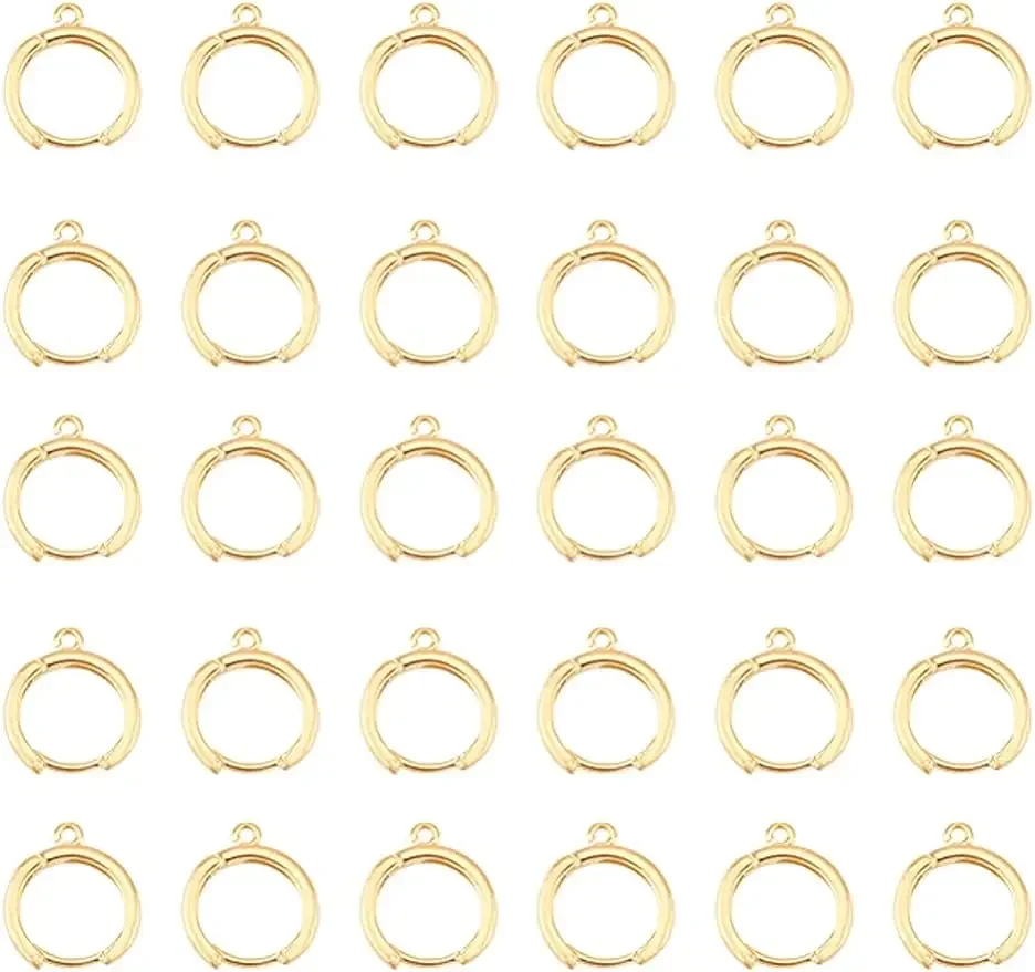 

30Pcs Huggie Hoop Earring 13mm Earrings Hoop with 1mm Open Loop Golden Round Hoops Earrings Brass Dangle Earring Finding