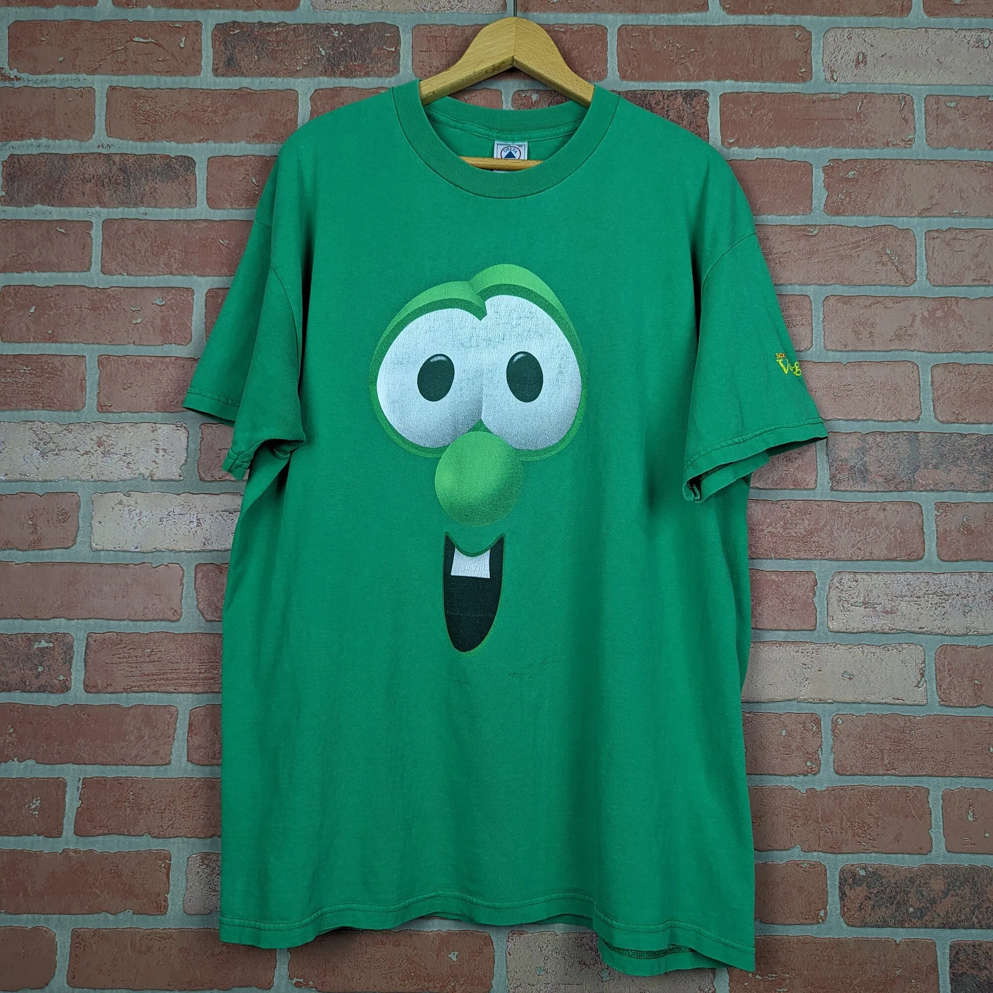 Vintage Anni '90 Veggietales Larry Big Face Original Cartoon Promo T Shirt Extra Large