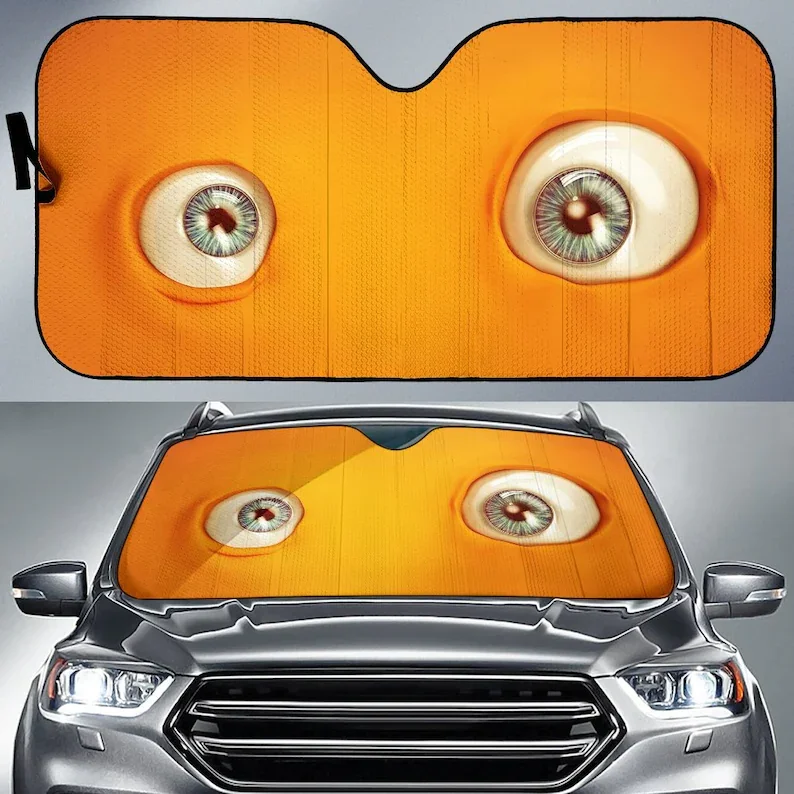 

Оранжевые сумасшедшие глаза мультфильм автомобиль солнцезащитный для автомобиля