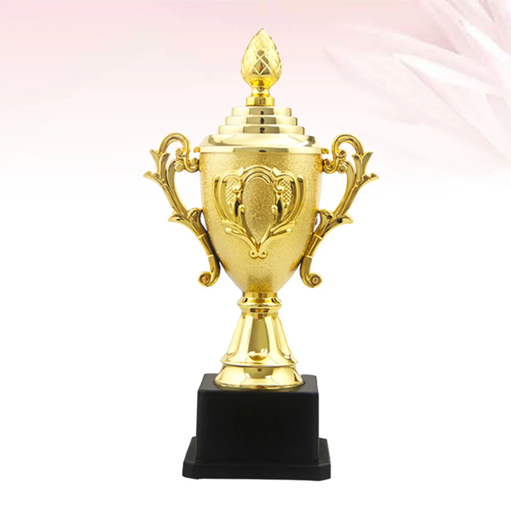 

Golden 185cm Mini Award Trophy Plastic Reward Prizes Decor Competition Gift Awards Trophy with Black Base