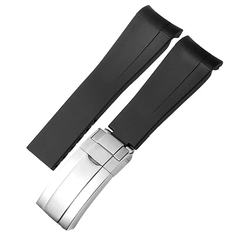 Premium Black Silicone Watch Band Bracelet - 20mm/21mm Rubber Strap
