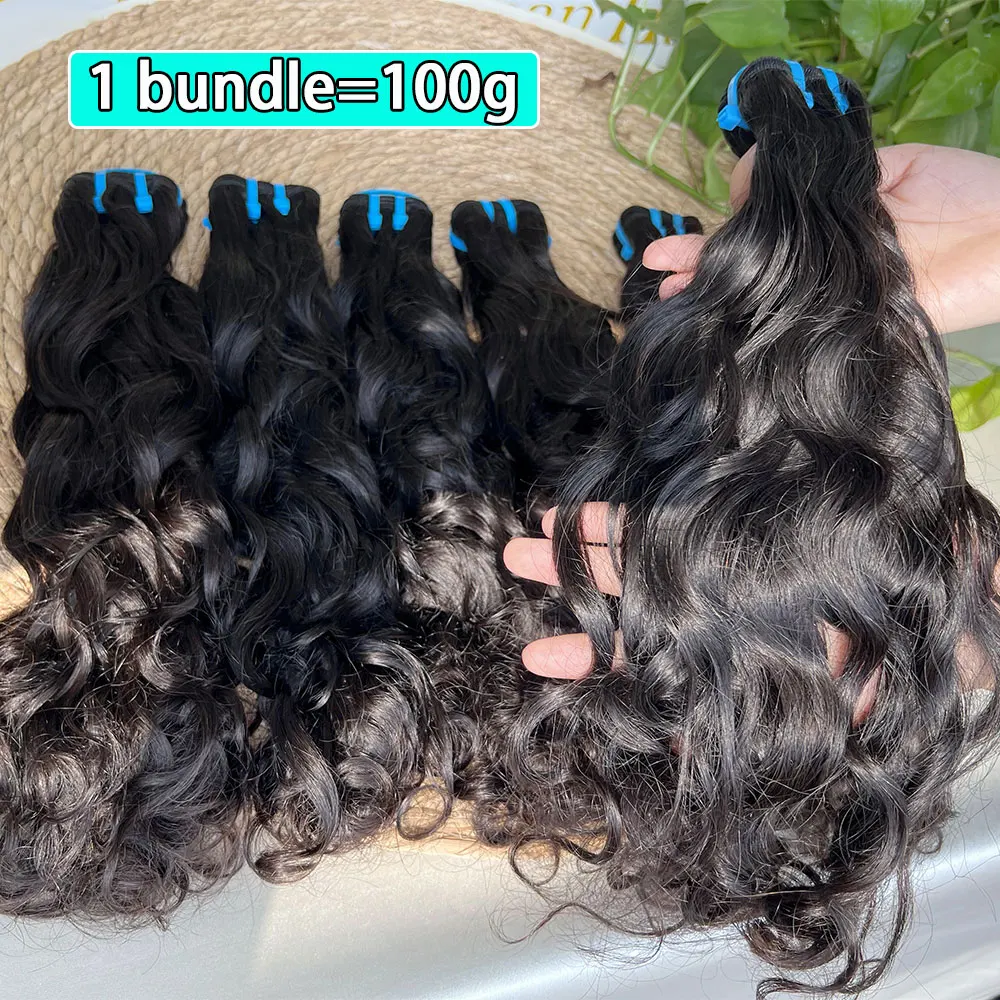 18A Cheveux Humains Vierges Bruts Ondulés 100% Naturels Non Traités Vietnamiens # Cheveux humains noirs naturels 1B