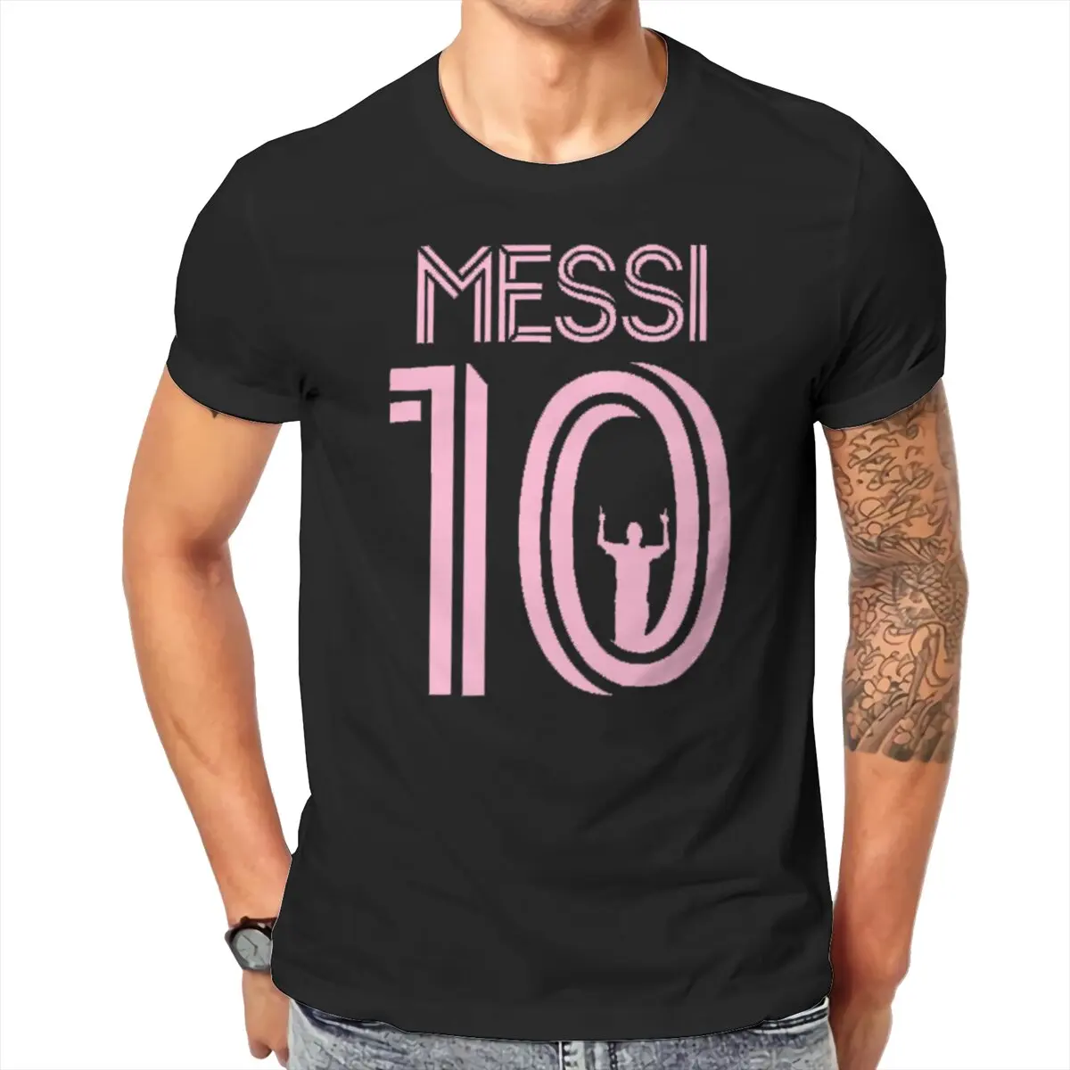 Top 100% Cotone Fun Fashion Pink Messi Numero 10 T-Shirt Da Uomo E Da Donna Muslimmerchandise Tshirt