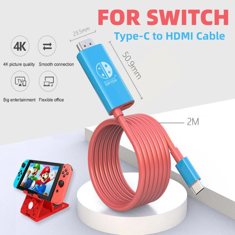 Cavo Compatibile Da 2M 4K @ 60Hz Da Usb-C A Hdmi Per Switch Tv Hd Projection Linea Di Ricarica Rapida Per Tablet Telefono Pc Nintendo Switch