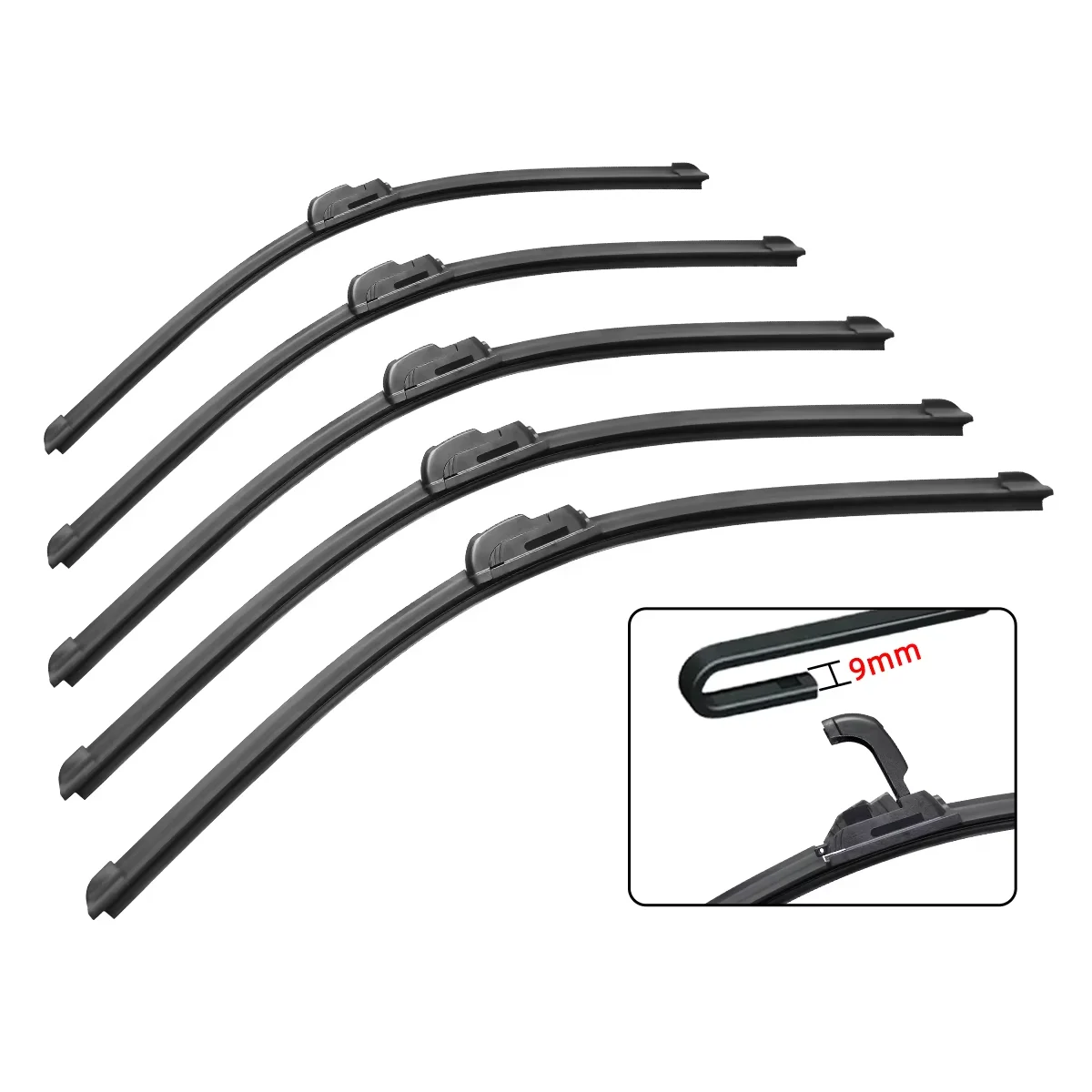 1 Stück 9mm J-Haken Universeller Rahmenloser Auto-Scheibenwischer 13" 14" 16" 18" 19" Langlebig 20" 21" 22" 24" 26" – Detail 7