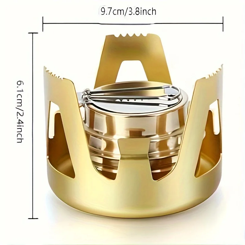 Camping Stove Portable Mini Alcohol Stove Burner Adjustable Firepower Gasoline Stove Aluminum Alloy Bracket Ultralight Brass