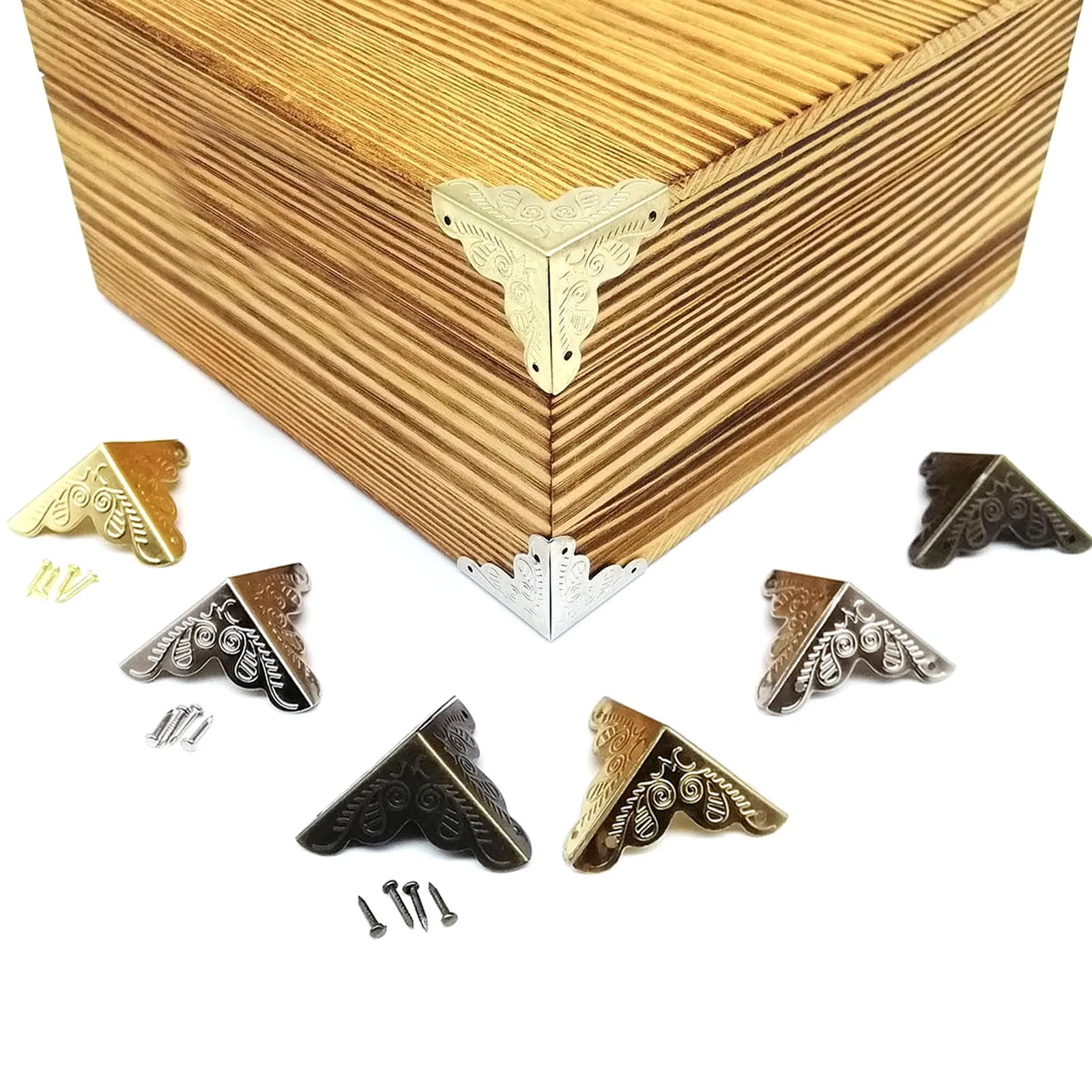 12pcs Decorative DIY Jewelry Chest Wine Box Wooden Case Iron Metal Corner Protector Guard Bronze Antique Brass Golden Silver furniture hardware angled furniture hardware furniture corner protector