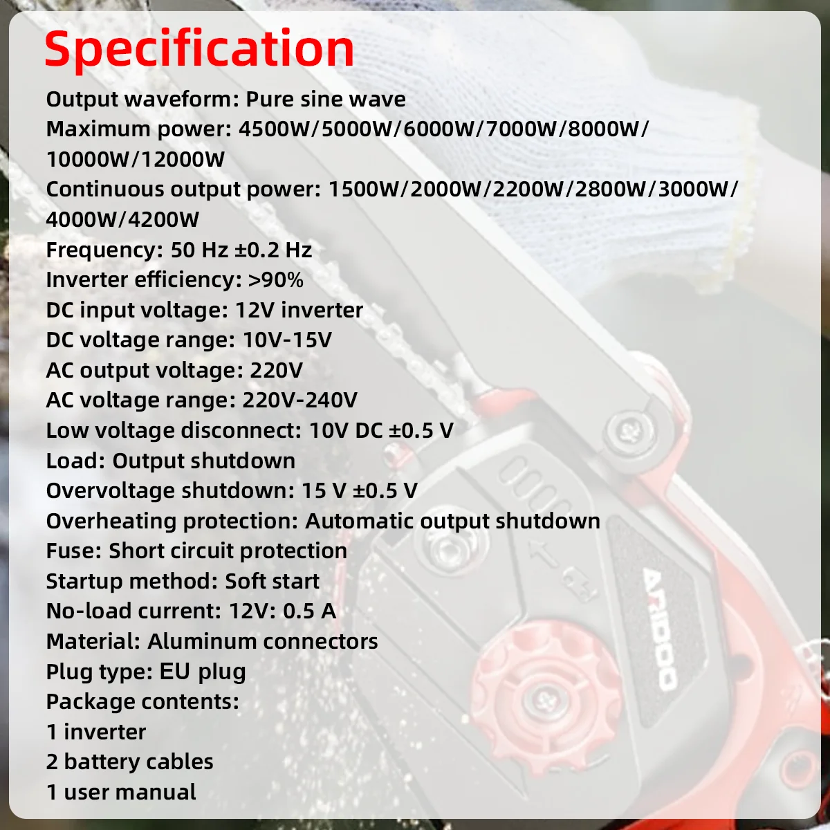 Reiner Sinus-Wechselrichter 5000W-10000W 12V 24V DC zu AC 220V, EU-Stecker, LED-Anzeige, Kühlventilator für Off-Grid-Anwendungen – Detail 7
