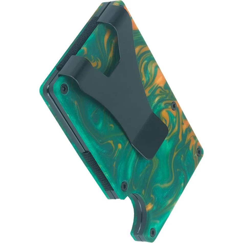 Credit Card Holder RFID Blocking Aluminum Business Thin Lettering Wallet Resin Style Moeny Clip For Man Luxury VIP