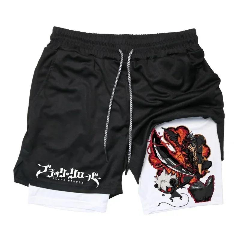 Black Clover Asta Dämon Mode 2025, neue Form, schwarze Shorts, Herren, Baumwolle, lässig, Sommer, Streetwear, Anime, Grafikdruck, Trainingshose