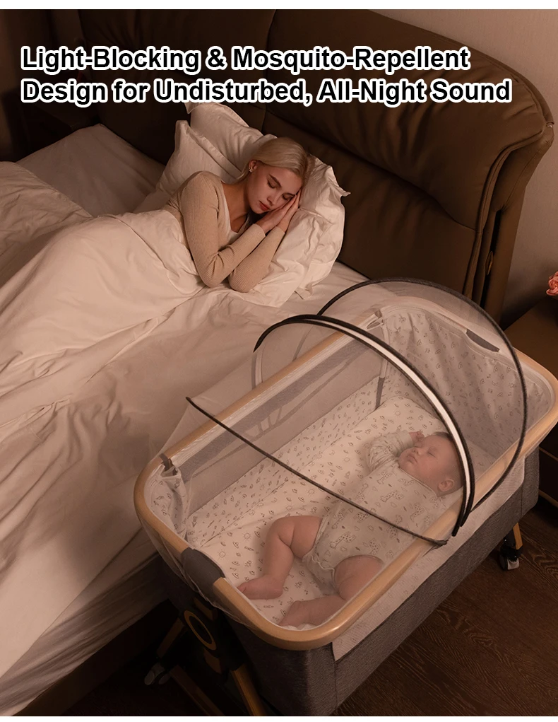 Baby Crib 3 in 1 Baby bed Portable Foldable Adjustable Height Rotatable Wheels Shaker Bassinet With Mosquito Net for Newborn S2af035902f9d408b8d0906baa47c8662N
