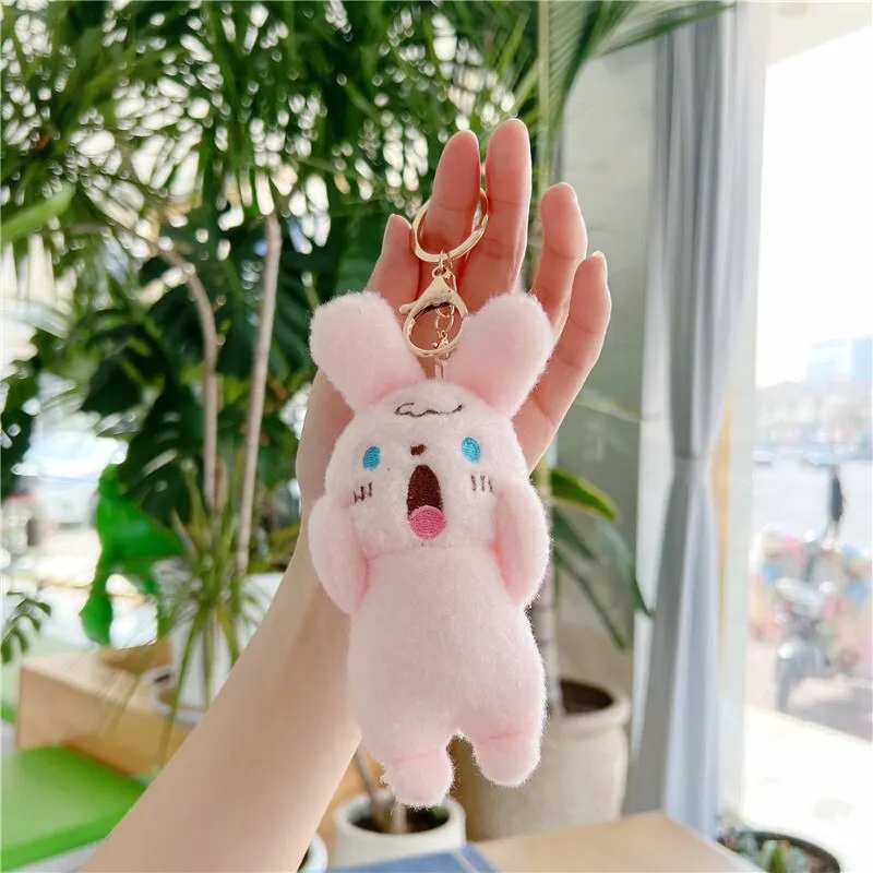Plush Keychain Cute Doll Refueling Dog Rabbit Small Pendant Random Style Plush Doll 1 Pcs plush keychain