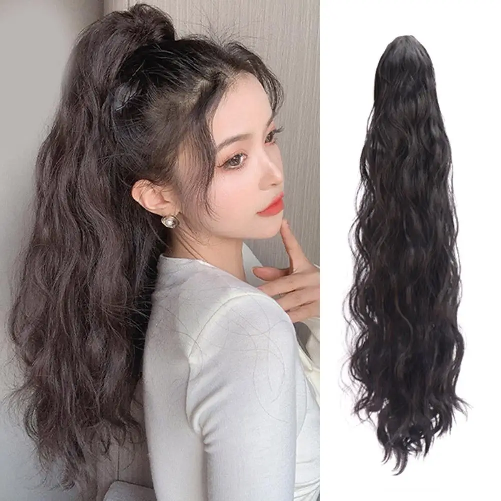 

Synthetic Claw Clip Ponytail Wig Women's Small Claw Clip Strap Style Corn Perm High Ponytail Natural Long Curly Hair Ponytail