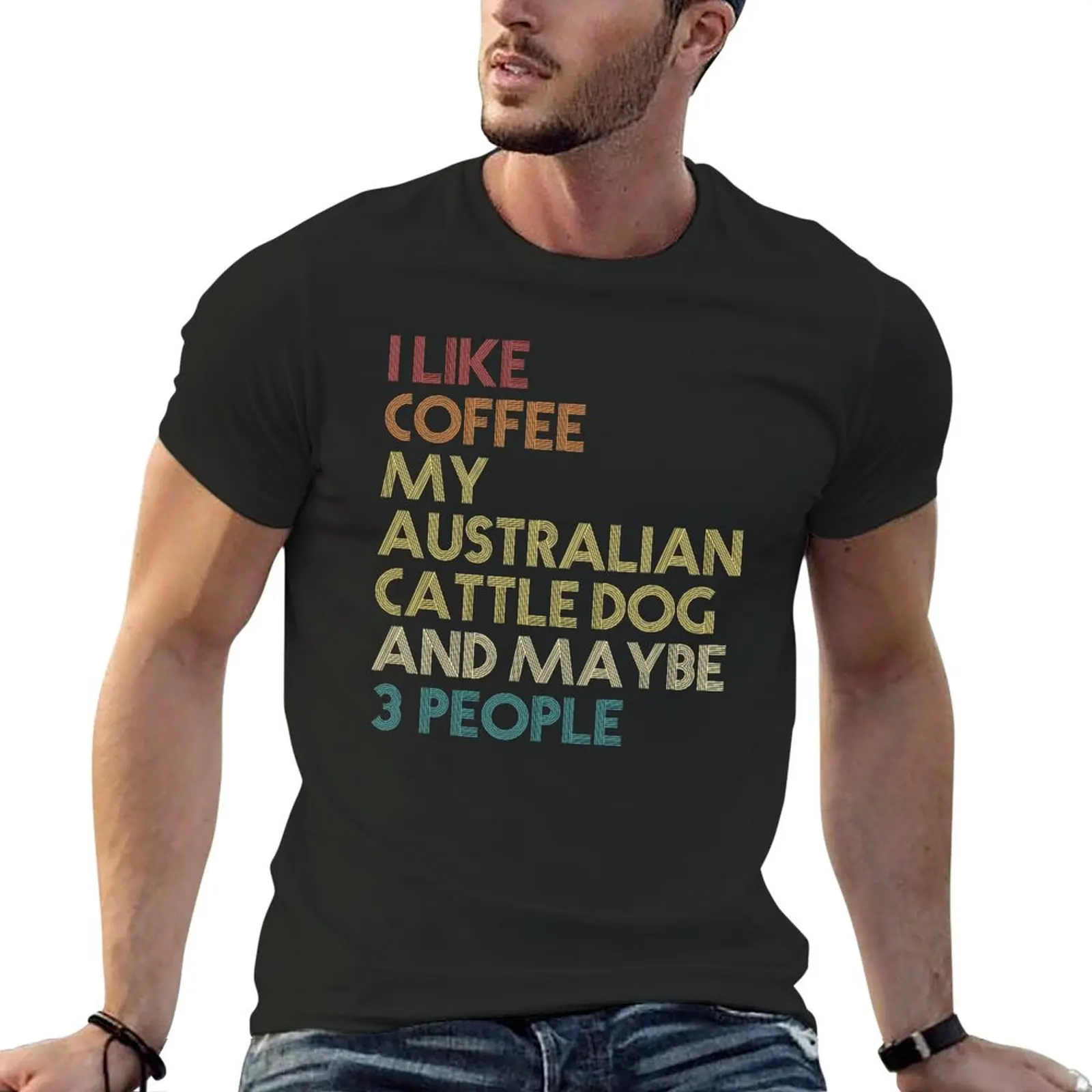 

Australian Cattle Dog Owner Coffee Lover Funny Vintage Retro T-shirt Aesthetic clothing plus size tops t shirts for men graphic