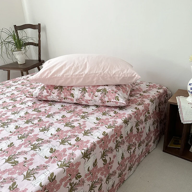 

Single and double bed pillowcases small floral cotton printed twill 2024 bed sheets and fitted sheets single piece striped