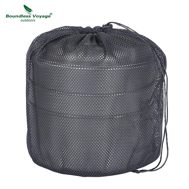 Boundless Voyage Durable Nylon Mesh Drawstring Bag for Cutlery Bottle Pot Pan Kettle Mesh Storage Ditty Bag Travel Stuff Sack