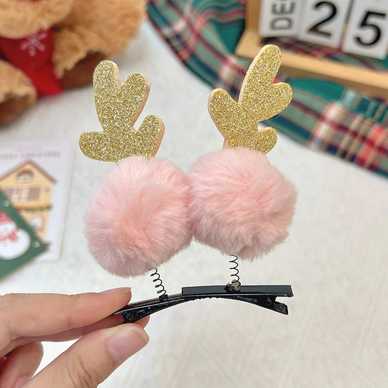 Pink fur ball duck clip