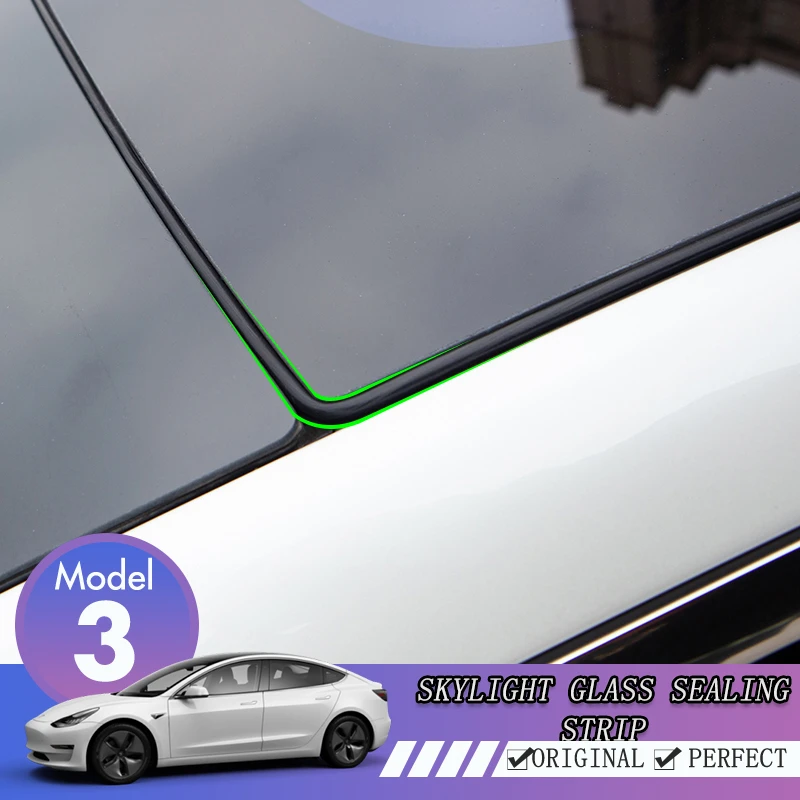

For Tesla Model 3 Car Wind Noise Reduction Quiet Seal Kit For Tesla Accessories Skylight Glass Sealing Waterproof Rubber Strip