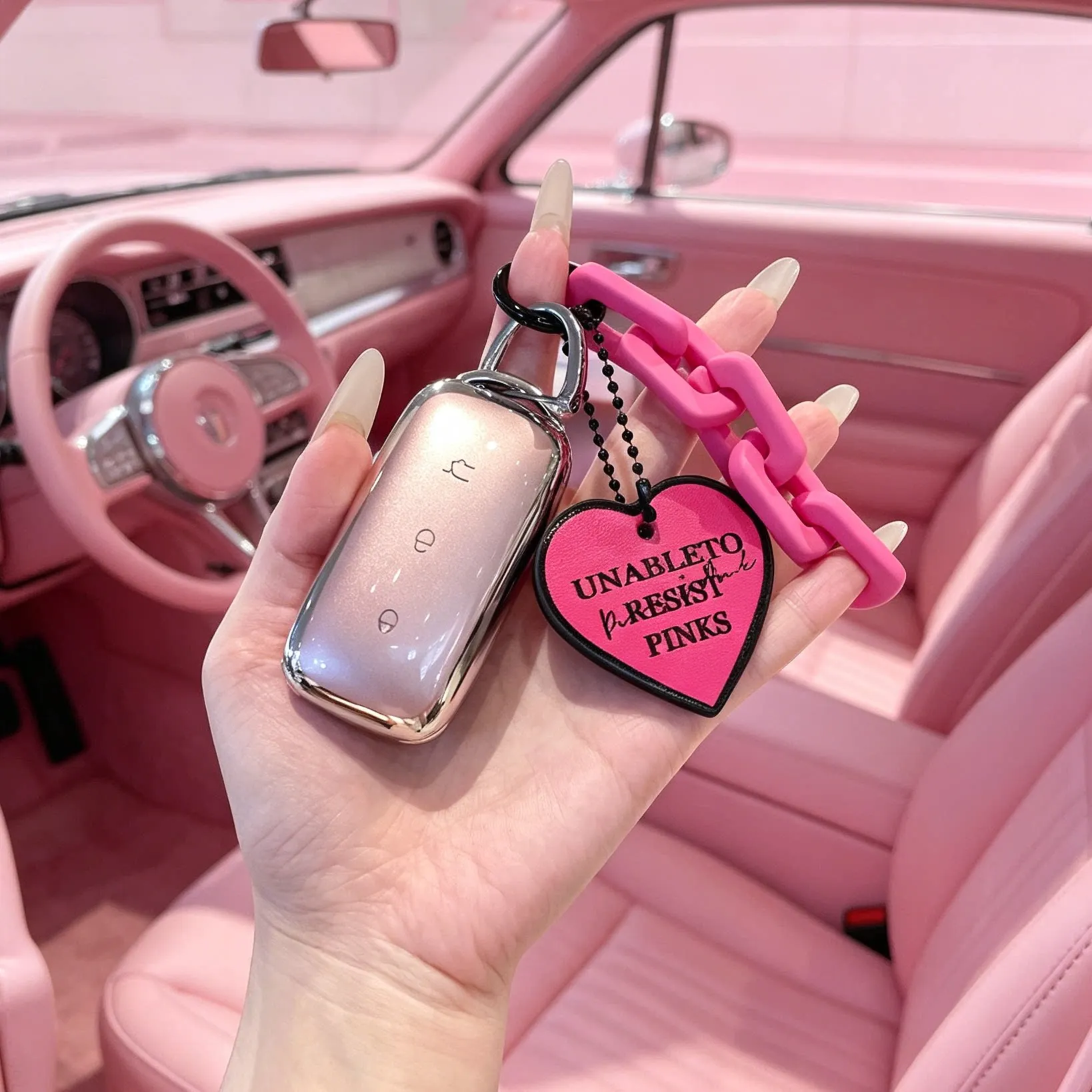 Shimmering Pink Car Key Protective Cover