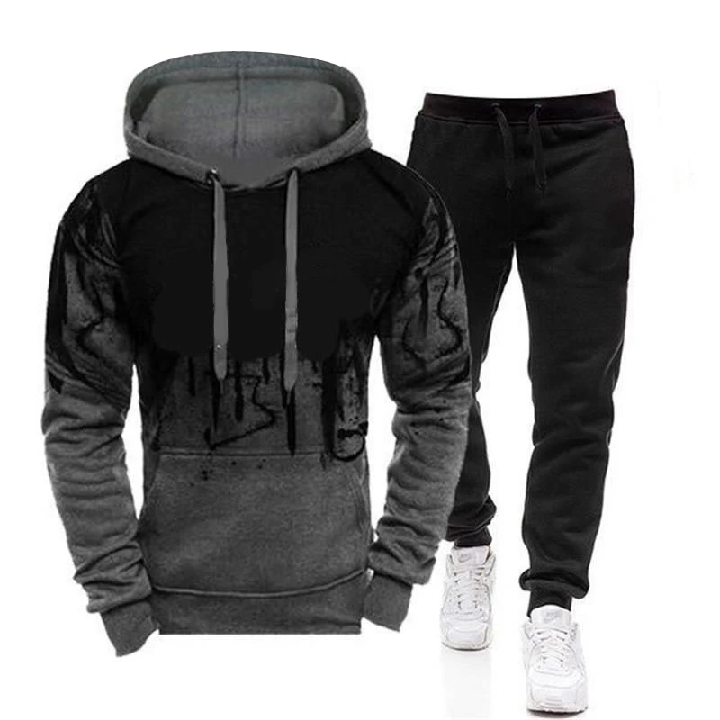 Zip Up Hoodie Fleece Hoodies Paris Print Hoodies Print Hoodies Fishing Hoodies Solid Color Hoodies Men's Set Hoodie Sets Men Tracksuit Sportswear Hoodies or Sweatpant Autumn Winter Male Warm Clothing Pullover Sweatshirts