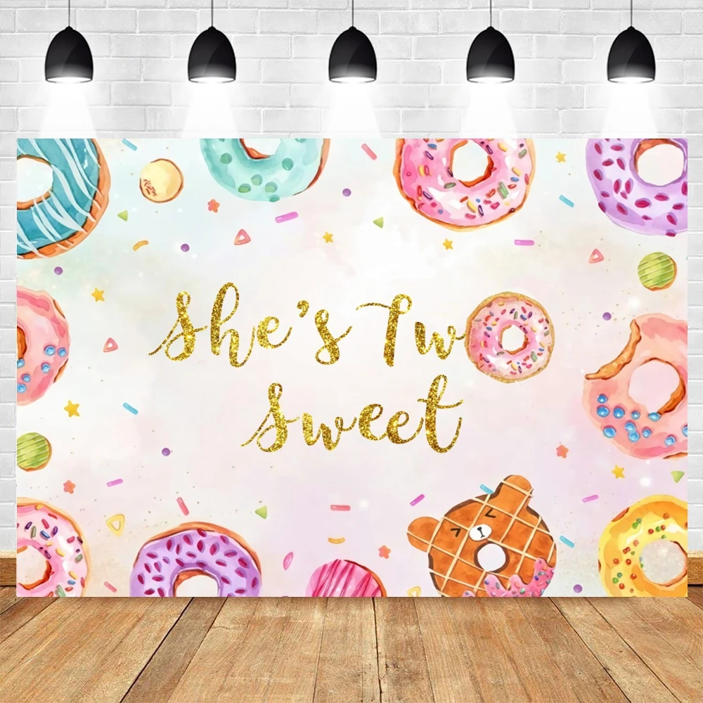 Sweet One Candy Bar Donuts 1st Birthday Party Backdrops Photography Baby Shower Background Portrait Photographic Photo Studio photo backdrop,photo wallpaper,party decoration covers
