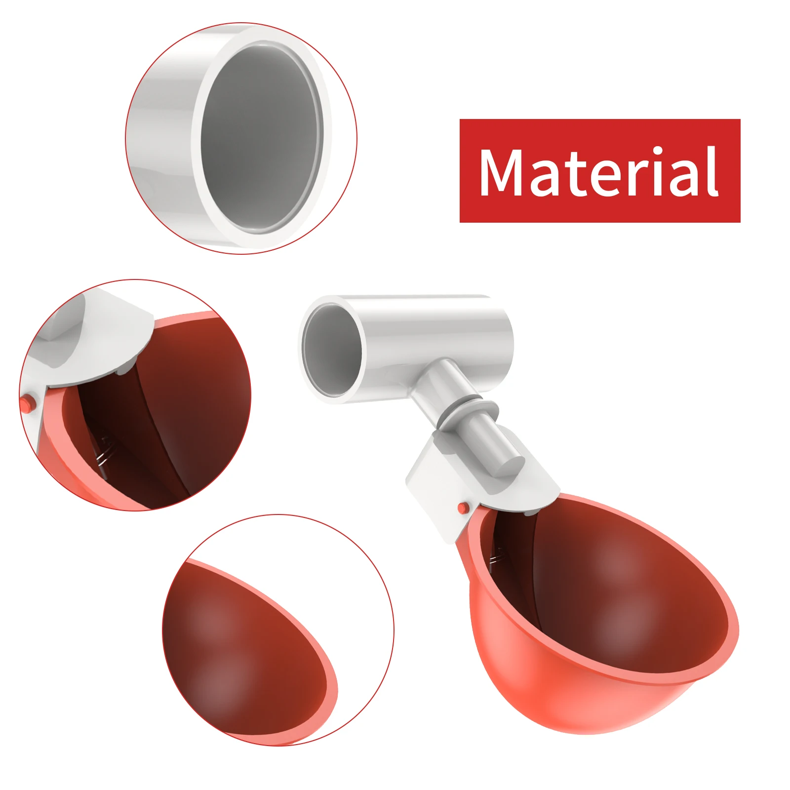 16Pcs Chicken Waterer Cup Set with Tee Fitting Poultry Water Cup Premium Automatic For PVC Pipe For poultry waterer cup set