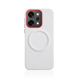 Diamond Pattern Leather Case with MagSafe, Metal Keys, Matte Finish, and Anti - Slip Grip for OPPO Reno14 (Color A)