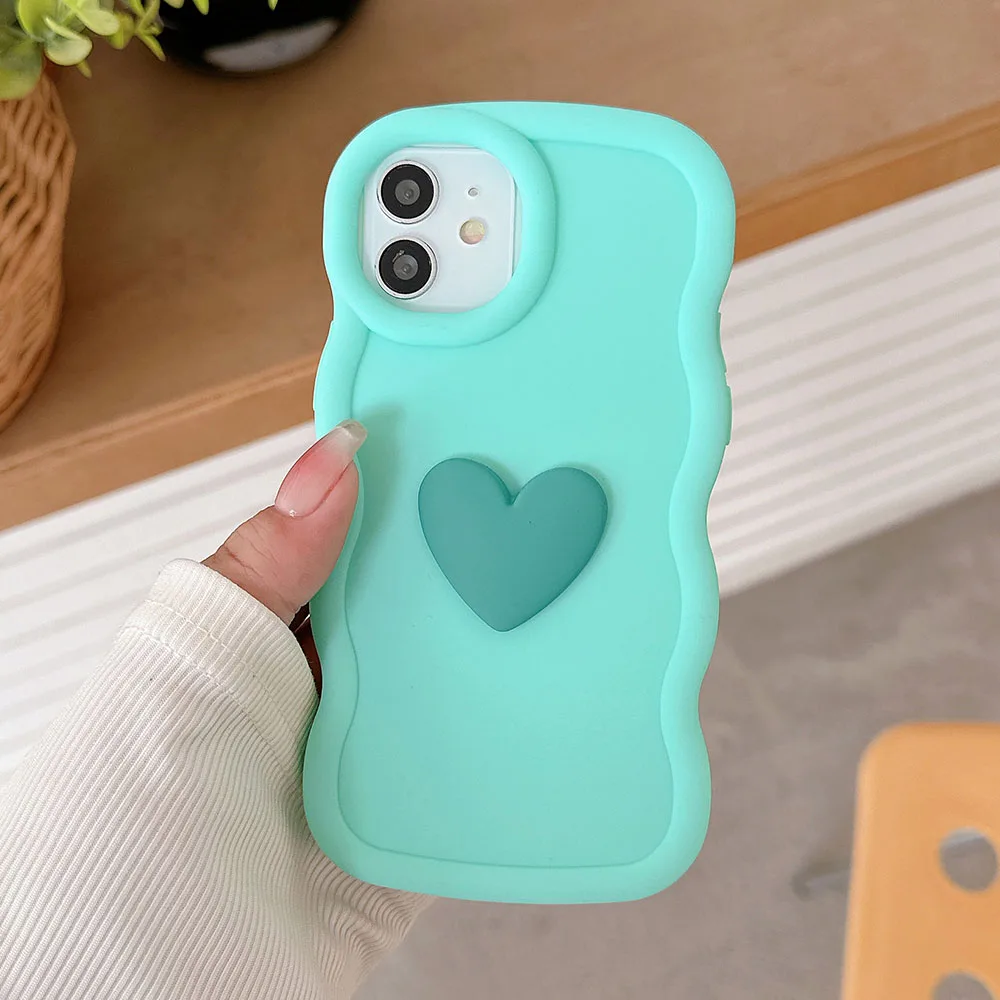Charming 3D Love Heart Wave Silicone Phone Case