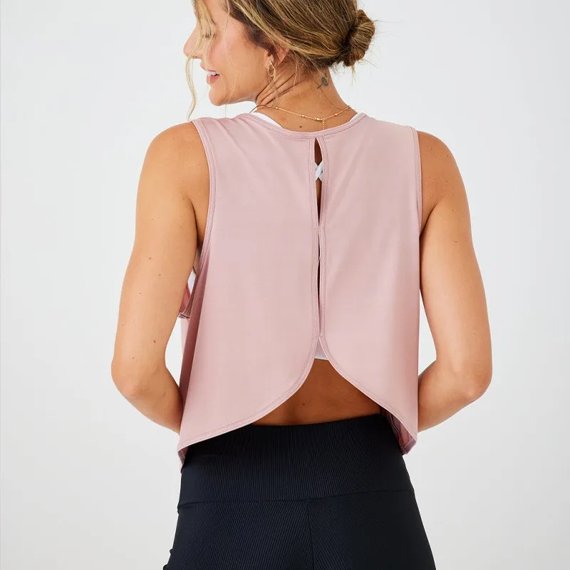 Women's Quick-Dry Sleeveless Cutout Back Sports Top & Tank Yoga Cover-Up for Gym Running & Training
