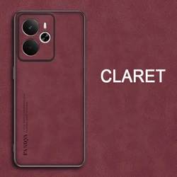Premium Shockproof Matte Leather Case with Soft Back Cover - Skin Feel Protection for Realme 14 5G (Wine red)