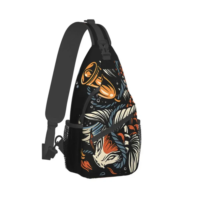 

Japanese Art Tattoo Crossbody Sports Koi Fish Chest Bag Unisex Women Man Fashion Shoulder Backpacks Travel