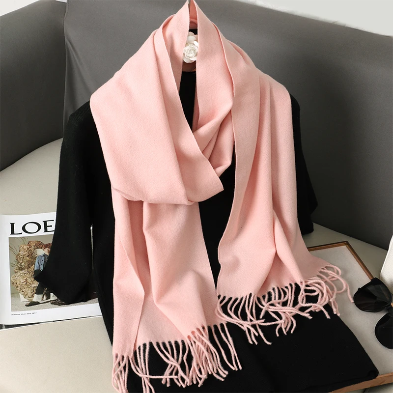 63 farben Solide Frauen Winter Schal Warme Chunky Kaschmir Schal Outdoor Luxus Quasten Pashmina Bufanda Dame Wrap Winddicht Schals – Detail 27