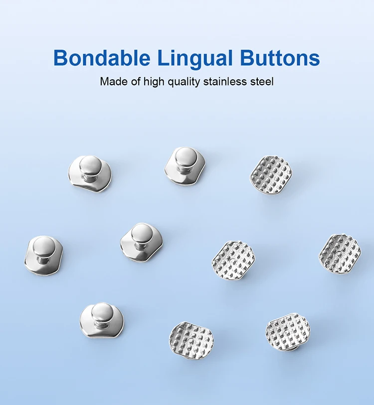 5 Packungen AZDENT Dental Kieferorthopädischer Lingualer Button Monoblock Klebbar Rund Rechteckig Typ 10 Stück/Packung MIM-Material Zahnmedizin – Detail 1