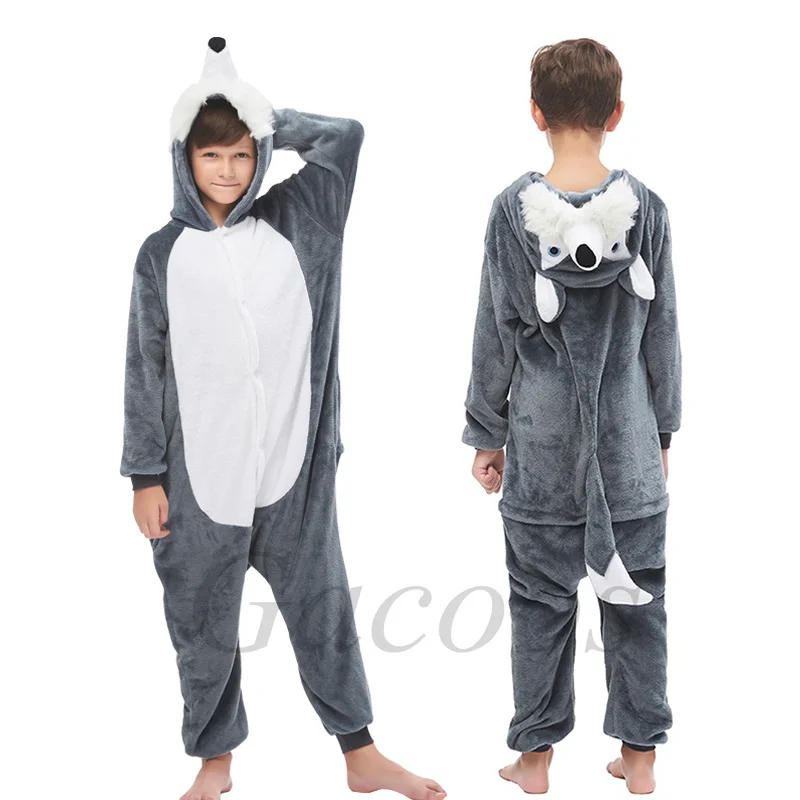 thumbnail image 1 of Pijamas de dibujos animados de gato para niños y niñas, ropa de dormir con capucha, unicornio, Kigurumi, Cosplay, 4-12 años, 1 of 5