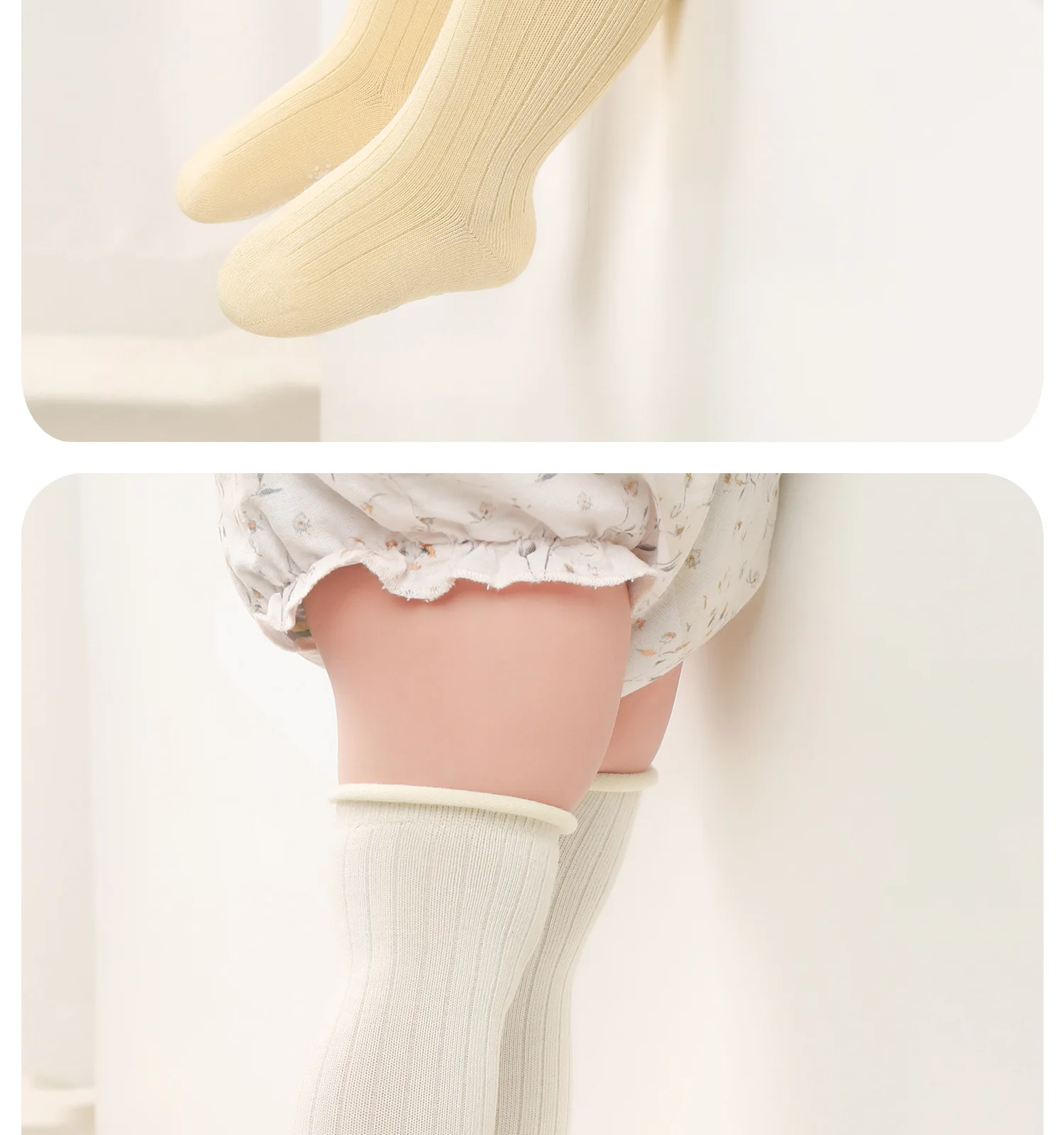 3/5 Paar lange Baby-Socken, atmungsaktiv, einfarbig, für Neugeborene, weiche Strümpfe für Babys, Jungen und Mädchen – Detail 8