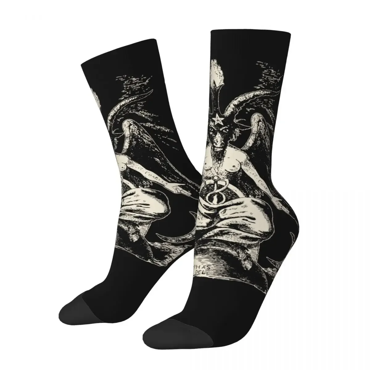 

Happy Funny Male Men Socks Harajuku Baphomet Sock Devil Lucifer Demon Teufel Graphic Women's Socks Spring Summer Autumn Winter