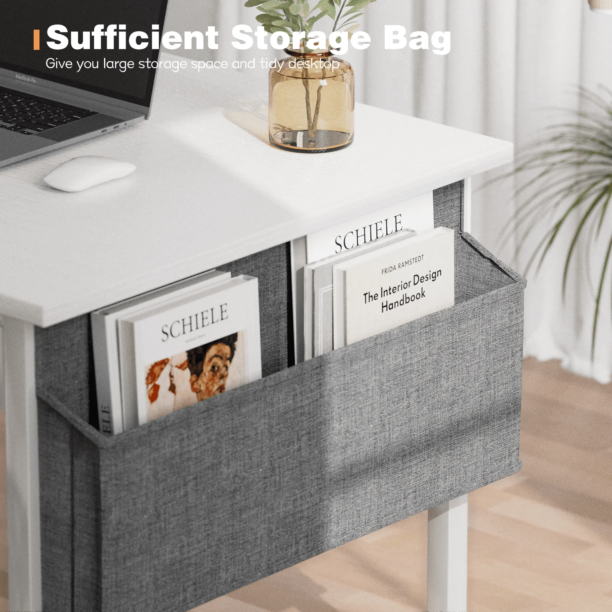 Computer Desk 40 Inch Small Office Desk Modern Writing Desk with Storage Bag Work Study Table with Headphone Hook for Home 5