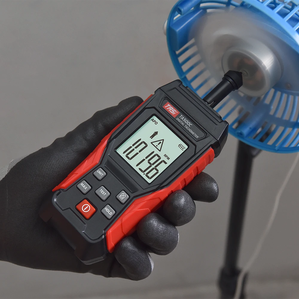 Laser Tachometer TASI Contact/Non-contact Digital Tachometer Laser Photo Tachometer 3～100000RPM High Accuracy RPM Backlit Display