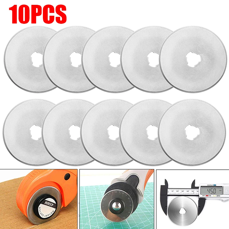 10pcs 28/45/60mm 로터리 커터 블레이드 원형 절단 패치 워크 패브릭 가죽 리필 블레이드 교체 바느질 퀼트 도구