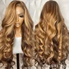 P4/27 mettre en évidence brun vague de corps 13x6 perruque de cheveux humains couleur blond miel 13x4 HD dentelle pré-plumée 40 46 pouces perruques pour les femmes