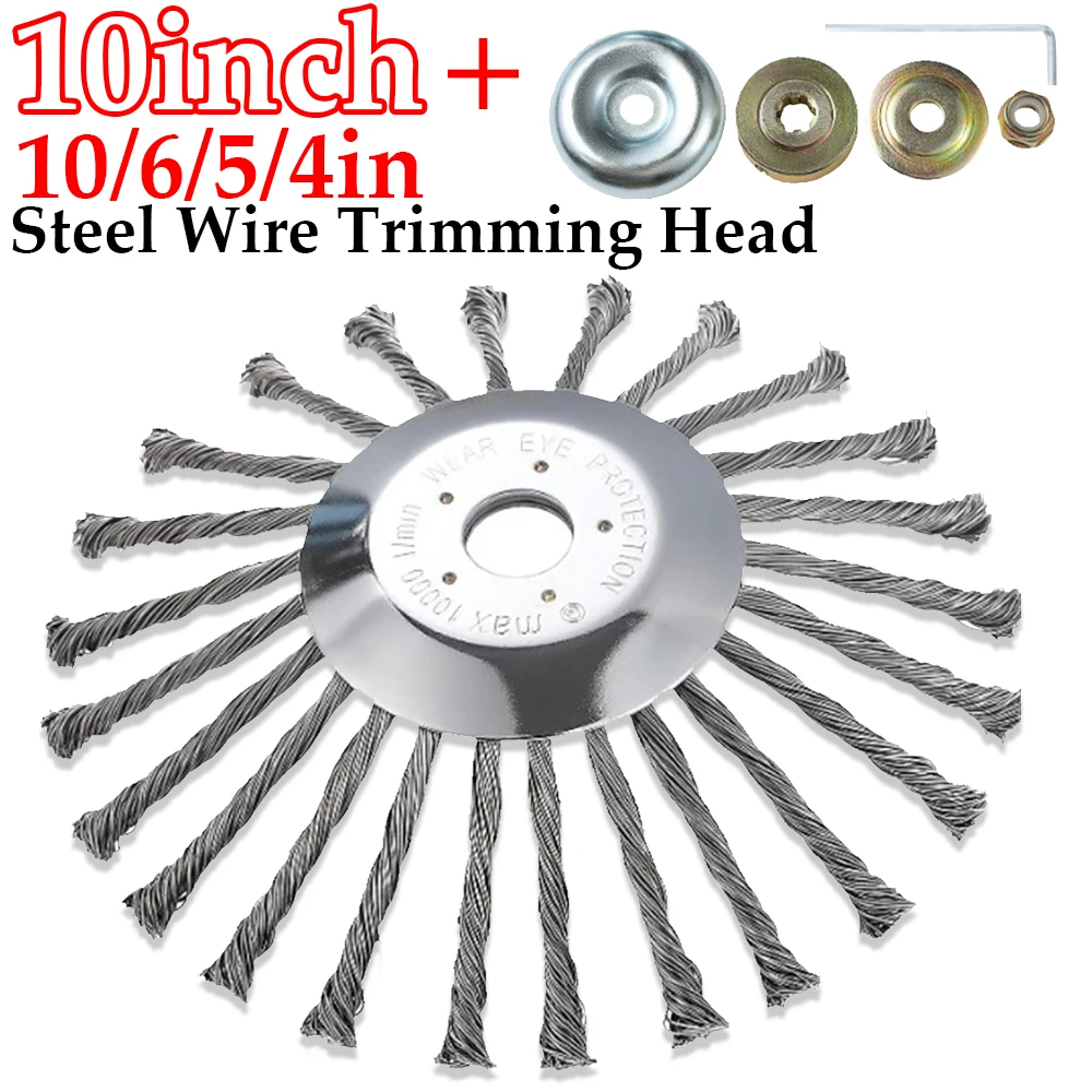 10/6/5/4 inch Steel Wire Wheel Universal Garden Weeding Brush Rust Weed Brush Cutter Head Lawn Mower Cutter Tools