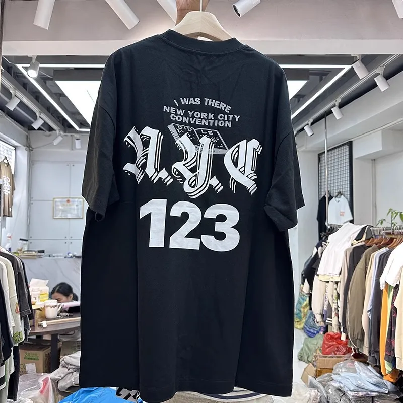 

23SS Round Neck RRR123 Digital Printed Simple Loose T Shirt Men Women RRR 123 Tee Top T-shirt