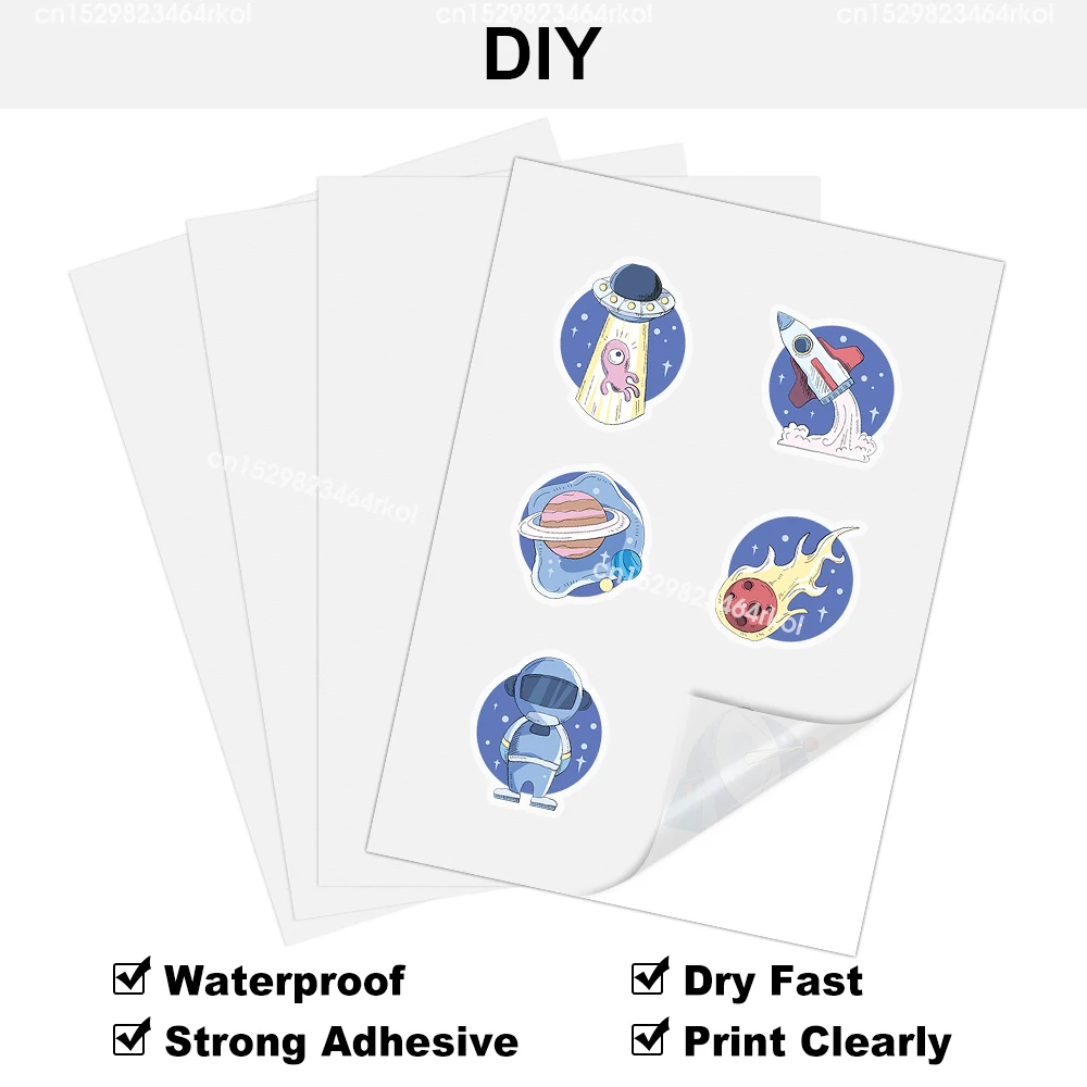 잉크젯 프린터용 비닐 스티커 용지, 투명 A4 용지, 자체 접착 인쇄 가능한 라벨 스티커, 방수 A4 용지, 100 매